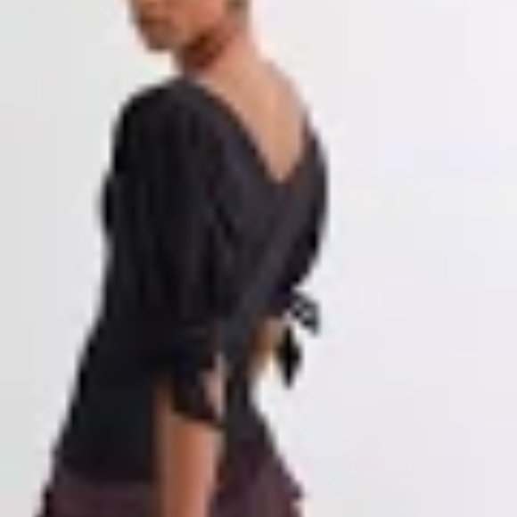 Maeve Puff-Sleeve Top Black (NEW Anthropologie) - Picture 2 of 2